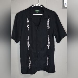 David Taylor Black Shirt with White Tribal Design